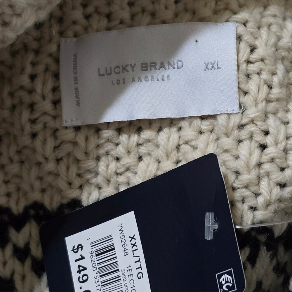 Lucky Brand Women's Fair Isle Print Coatigan Wool Cream & Black Plus XXL‎ NEW - Picture 10 of 12